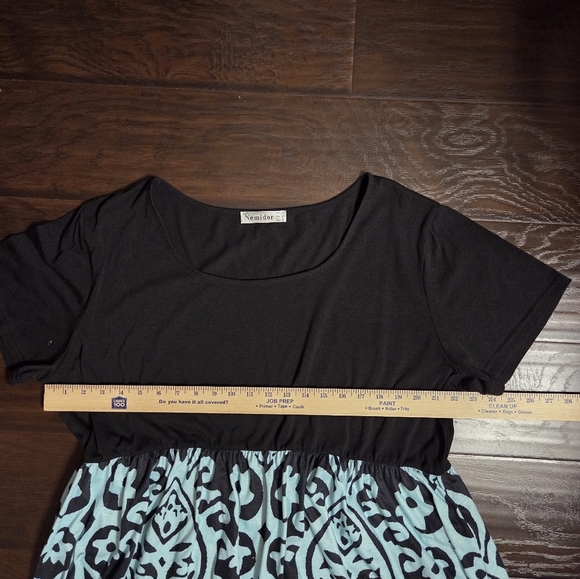 Nemidor Black and Blue Patterned Maxi Dress Size 24 - Picture 9 of 11